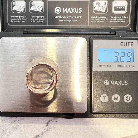 Rose Gold Tone Crisscross Rhinestone Ring‎ Size 10 - Picture 4 of 4